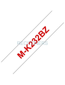 Papeleria MK232BZ BROTHER - CINTA NO LAMINADA. TEXTO ROJO SOBRE FONDOBLANCO 12MM X 8M MK-232BZ