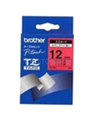 BROTHER CINTA ROTULADORA LAMINADA TEXTO NEGRO SOBRE ROJO - 12MMX8M