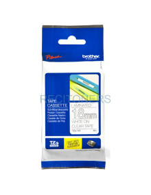 CINTA LAMINADA. TEXTO BLANCO SOBRE FONDOTRANSPARENTE 18MM X 8M TZ-E145