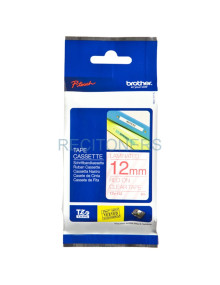 Papeleria TZE132 BROTHER - BROTHER CINTA ROTULADORA LAMINADA TEXTO ROJO SOBRE TRANSPARENTE - 12MMX8M