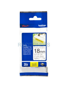 Papeleria TZES141 BROTHER - BROTHER CINTA ROTULADORA LAMINADA SUPER ADHESIVA TEXTO NEGRO SOBRE TRANSPARENTE - 18MMX8M