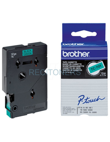 BROTHER Cinta laminada verde/negro 12mm