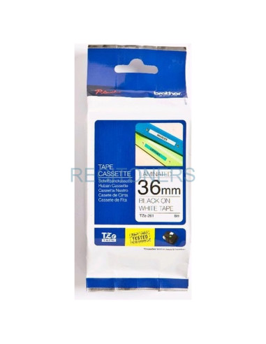 Papeleria TZe261 BROTHER - BROTHER CINTA ROTULADORA LAMINADA TEXTO NEGRO SOBRE BLANCO - 36MMX8M