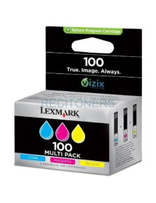 Lexmark Pack de 3 cartuchos de tinta de color cian, magenta y amarillo (CMY) 100 Retornables