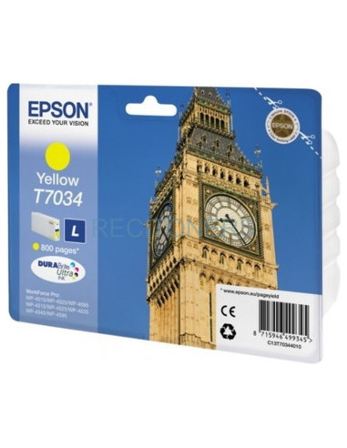 Cartucho de tinta C13T70344010 EPSON - EPSON CARTUCHO AMARILLO L 800 PAG. WORKFORCE PRO WP-/4000/4500/4545DTWF/4525DNF
