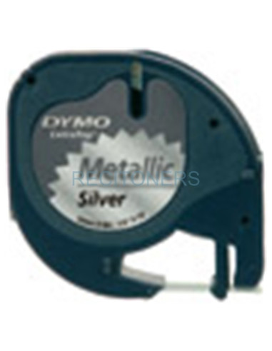 Toner S0721730 DYMO - DYMO CINTA 91208 - NEGRO SOBRE PLATA METALIZADA - 12MMX4M - PLÁSTICO - ROTULADORA LETRATAG