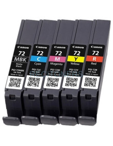 CANON CARTUCHO PGI72 PACK 5 COLORES MBK/C/M/Y/R PIXMA PRO-10 (Cian, Magenta, Negro mate, Rojo, Amarillo) 2