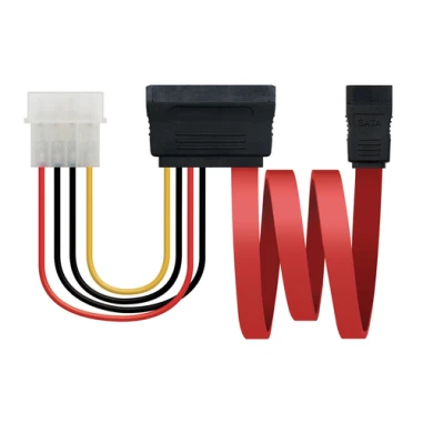 Nanocable 10.18.0601 cable de SATA 0,5 m SATA 22-pin SATA 7-pin + Molex (4-pin) Negro, Rojo, Amarillo