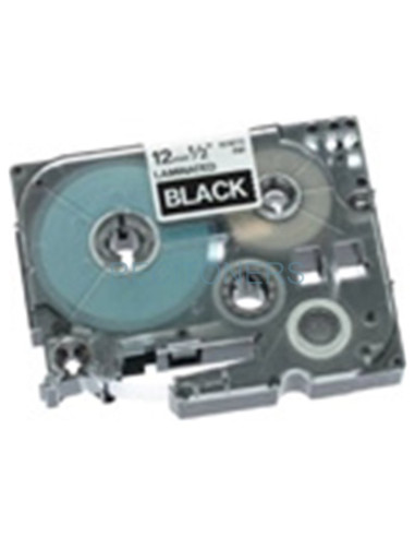 Papeleria TZE335 BROTHER - BROTHER CINTA ROTULADORA LAMINADA TEXTO BLANCO SOBRE NEGRO - 12MMX8M