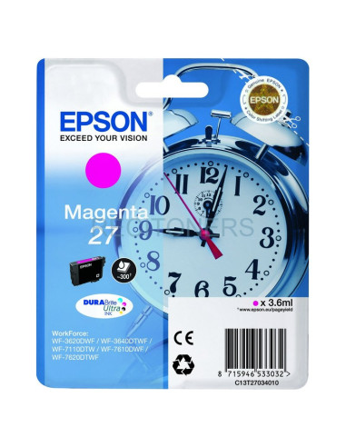 Epson Alarm clock Singlepack Magenta 27 DURABrite Ultra Ink