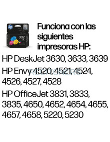 HP OfficeJet 3636/3830/3832/DeskJet 1110 All-in-One Nº302XL Cartucho Tricolor Amarillo 2