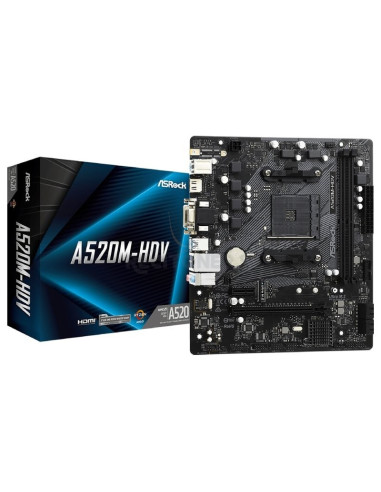 Placa base ASROCK ASR-PB A520M-HDV - Placa Base Asrock A520M-HDV/ DDR4/ PCIe 3.0/ Socket AM4/ Micro ATX