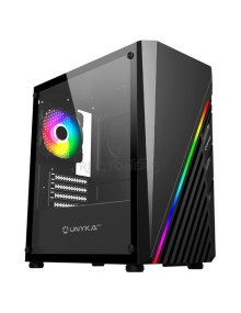 Caja UNYKACH UK113021 - Unyka Gaming Mini Glayze - Micro ATX - Lateral de cristal templado - 1 x ARGB 120mm - 4 Slots de expansi