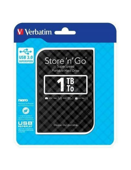 Disco VERBATIM 27191 - VERBATIM DISCO DURO EXTERNO STORE 'N' GO 1TB HDD 2.5” USB 3.0 NEGRO