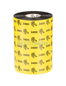 Cinta Matricial 03400BK08345 ZEBRA TECHNOLOGIES - ZEBRA 3400 Ribbon wax/resin 83mm x 450m.(cera/resina) Industrial printers 25mm