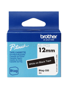 Papeleria BTAG335 BROTHER - BROTHER CINTA DOMÉSTICA BTAG BLANCO SOBRE NEGRO - PTN10, PTN20, PTN25BT - 12MMX4M