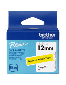 Papeleria BTAG631 BROTHER - BROTHER CINTA DOMÉSTICA BTAG NEGRO SOBRE AMARILLO - PTN10, PTN20, PTN25BT - 12MMX4M