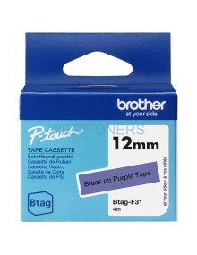 Papeleria BTAGF31 BROTHER - BROTHER CINTA DOMÉSTICA BTAG NEGRO SOBRE MORADO - PTN10, PTN20, PTN25BT - 12MMX4M