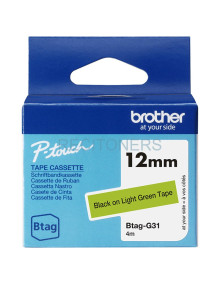 Papeleria BTAGG31 BROTHER - BROTHER CINTA DOMÉSTICA BTAG NEGRO SOBRE VERDE - PTN10, PTN20, PTN25BT - 12MMX4M