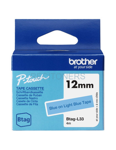 Papeleria BTAGL33 BROTHER - BROTHER CINTA DOMÉSTICA BTAG AZUL SOBRE AZUL CLARO - PTN10, PTN20, PTN25BT - 12MMX4M