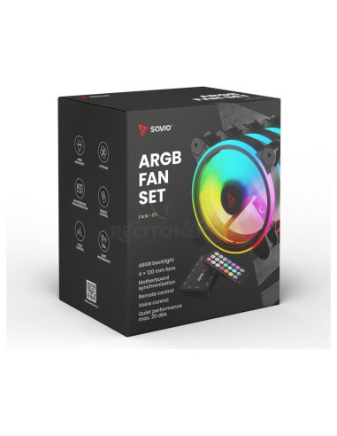 Refrigeracion SAVIO SAVGFAN-01 - KIT 4 VENTILADORES PC SAVIO CON MANDO BLACK