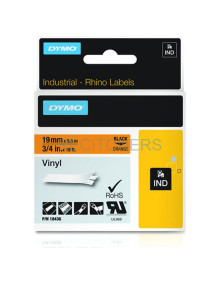 Papeleria 18436 DYMO - DYMO CINTA DE ETIQUETAS INDUSTRIAL ADHESIVA ID1-19 - NEGRO SOBRE NARANJA - 19MMX5´5M - VINILO - ROTULADOR