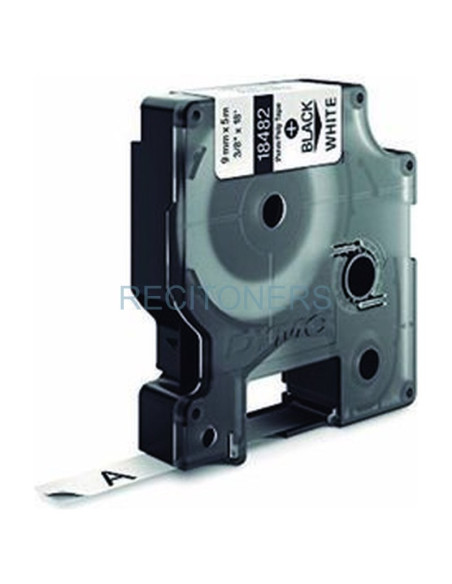 Papeleria 18482 DYMO - DYMO CINTA DE ETIQUETAS INDUSTRIAL ID1-9 - NEGRO SOBRE BLANCO - 9MMX5´5M - POLIÉSTER - ROTULADORA RHINO