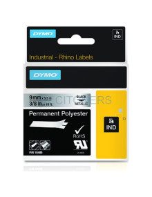 Papeleria 18485 DYMO - DYMO CINTA DE ETIQUETAS INDUSTRIAL ID1-9 - NEGRO SOBRE GRIS METÁLICO(PLATA) - 9MMX5´5M - POLIÉSTER - ROTU