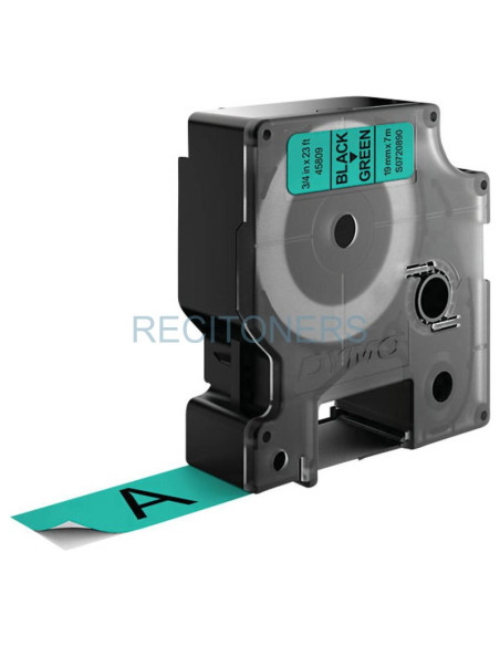 Transfer Belt S0720890 DYMO - DYMO CINTA DE TRANSFERENCIA TERMICA D1 - NEGRO SOBRE VERDE - 19MMX7M - POLIESTER - ROTULADORA LABE
