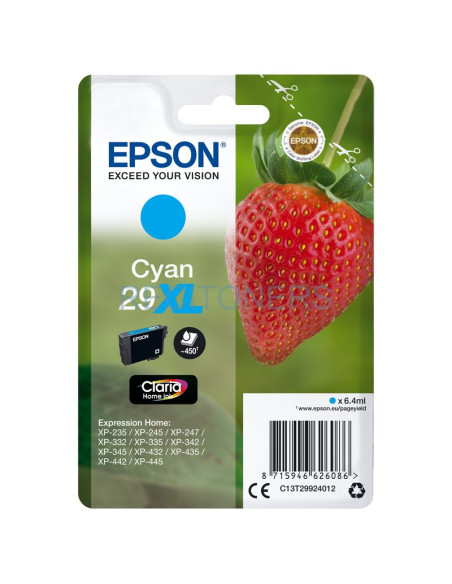 Cartucho de tinta C13T29924022 EPSON - EPSON Expression Home XP-235 Cartucho Cian 29XL RF+AM