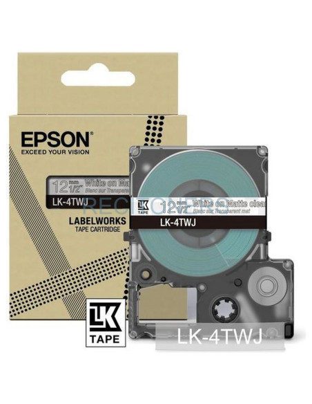Cartucho de tinta C53S672068 EPSON - EPSON Cartucho de etiquetas Matte Tape Clear/White 12mm(8m) LK-4TWJ