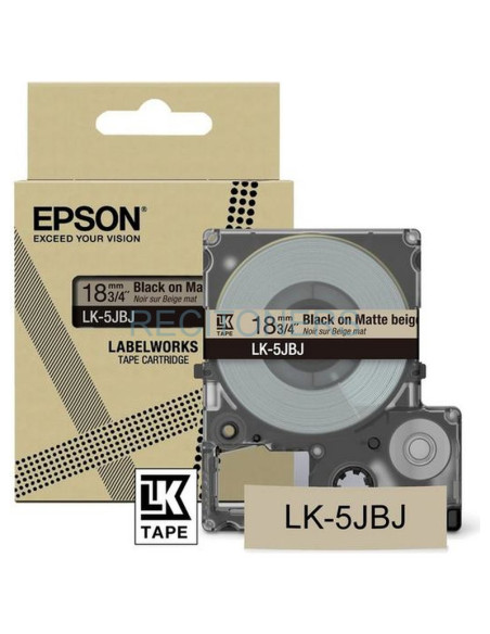 Cartucho de tinta C53S672091 EPSON - EPSON Cartucho de etiquetas Matte Tape Beige/Black 18mm(8m) LK-5JBJ