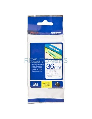 Papeleria TZE263 BROTHER - BROTHER CINTA ROTULADORA LAMINADA TEXTO AZUL SOBRE BLANCO - 36MMX8M