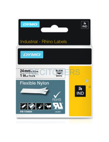 Papeleria 1734524 DYMO - DYMO CINTA DE ETIQUETAS INDUSTRIAL ADHESIVA ID1-24 - NEGRO SOBRE BLANCO - 24MMX3´5M - NYLON FLEXIBLE - 