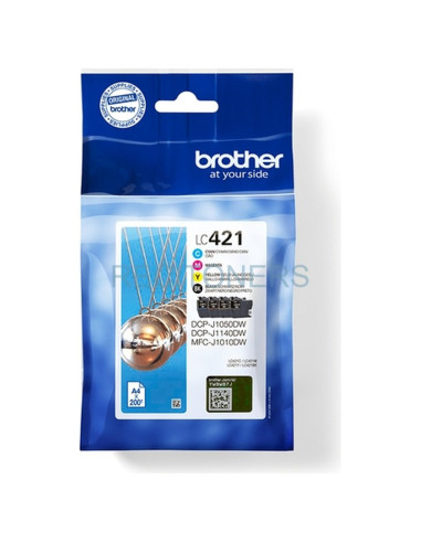 Cartucho de tinta LC421VAL BROTHER - BROTHER Pack de 4 cartuchos de tinta negro, cian, magenta y amarillo LC421VAL para DCP-J105