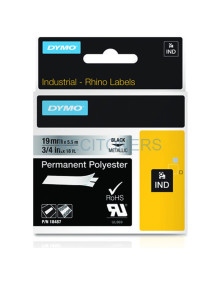 Papeleria 18487 DYMO - DYMO CINTA DE ETIQUETAS INDUSTRIAL ADHESIVA ID1-19 - NEGRO SOBRE GRIS METÁLICO(PLATA) - 19MMX5´5 M - POLY